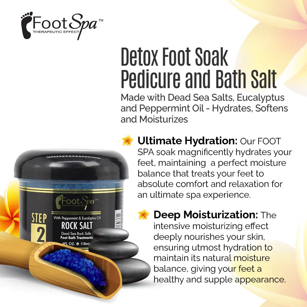 FOOT SPA - Bath Rock Salt with Eucalyptus & Peppermint Oil – Relax, Refresh & Rejuvenate Available in a Variety of Flavors and Sizes - Beauty Market Online