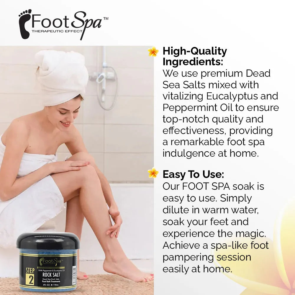 FOOT SPA - Bath Rock Salt with Eucalyptus & Peppermint Oil – Relax, Refresh & Rejuvenate Available in a Variety of Flavors and Sizes - Beauty Market Online