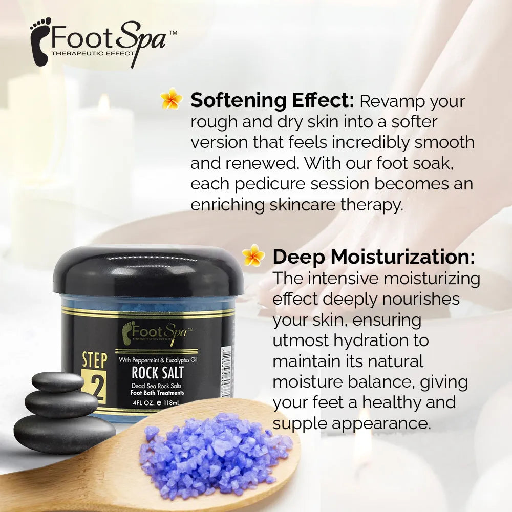 FOOT SPA - Bath Rock Salt with Eucalyptus & Peppermint Oil – Relax, Refresh & Rejuvenate Available in a Variety of Flavors and Sizes - Beauty Market Online