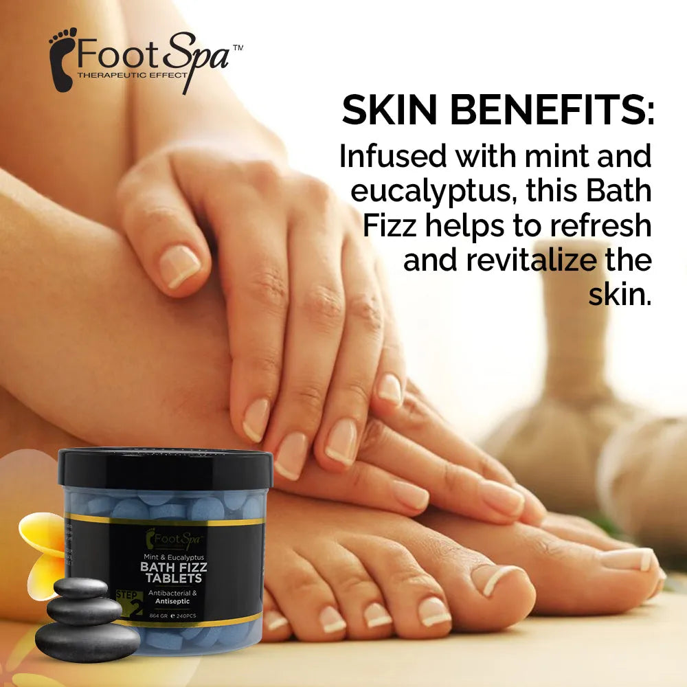 FOOT SPA Bath Fizz - Mint & Eucalyptus - Relaxing Aromatherapy for Refreshing Foot Soaks - Beauty Market Online