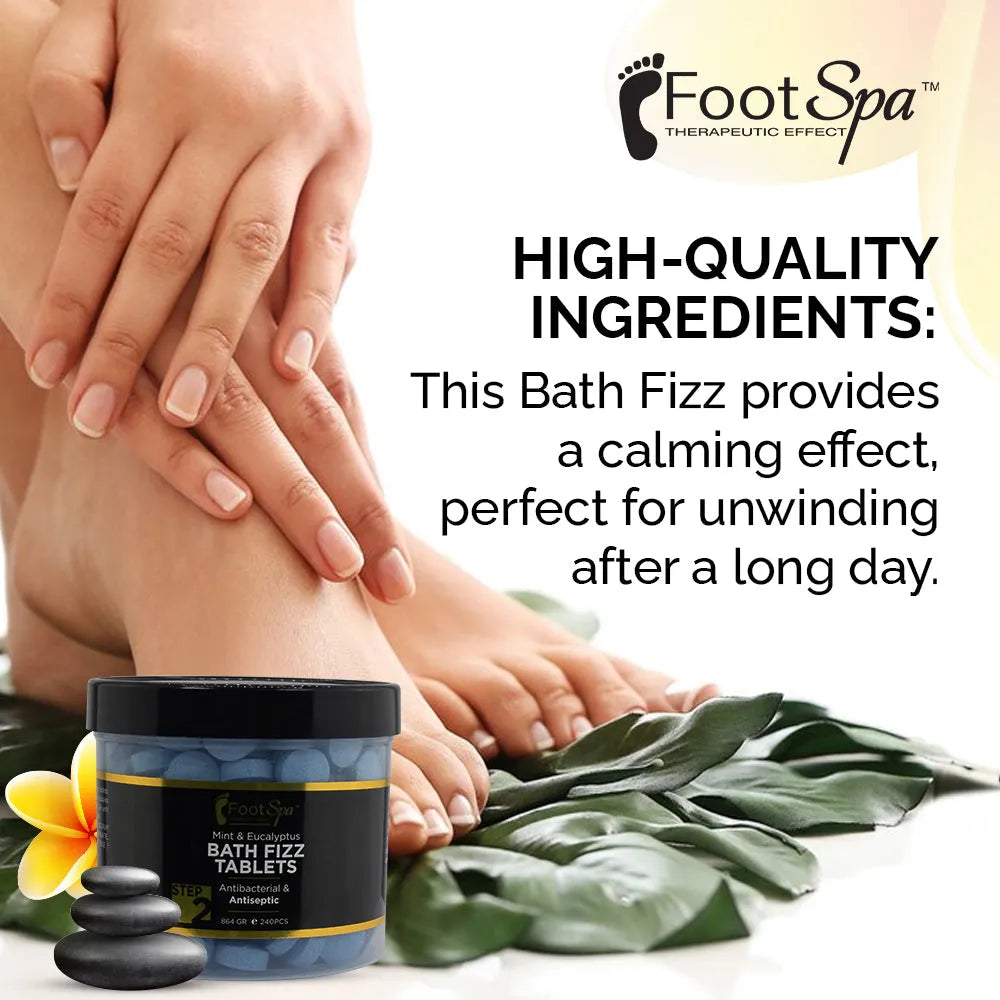 FOOT SPA Bath Fizz - Mint & Eucalyptus - Relaxing Aromatherapy for Refreshing Foot Soaks - Beauty Market Online