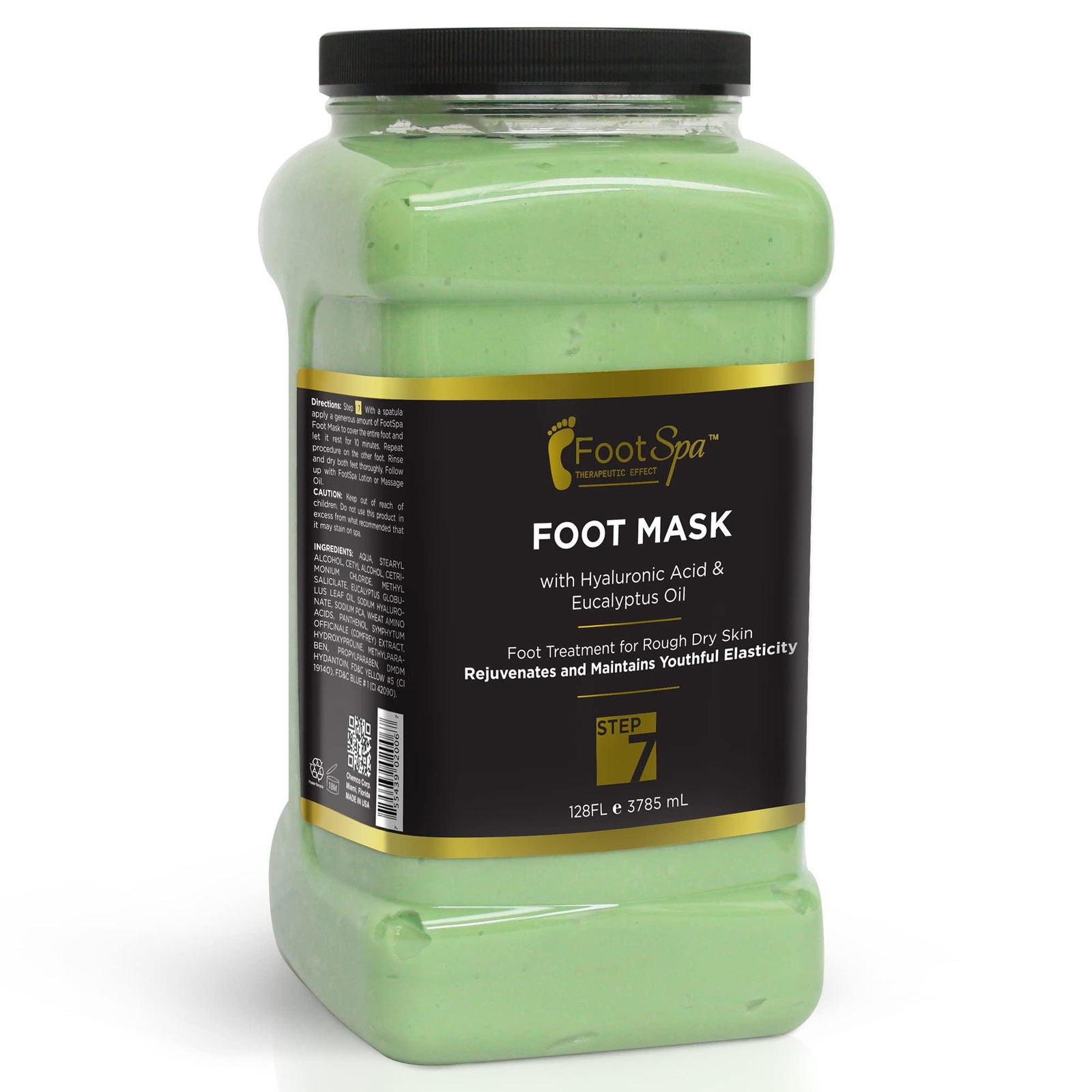Foot Spa Cream Mask – 128oz Bulk Refill Gallon with Peppermint & Eucalyptus Oil – Hydrating Pedicure & Massage Treatment for Tired Feet & Body – Infused with Hyaluronic Acid, Amino Acids & Panthenol - Beauty Market Online