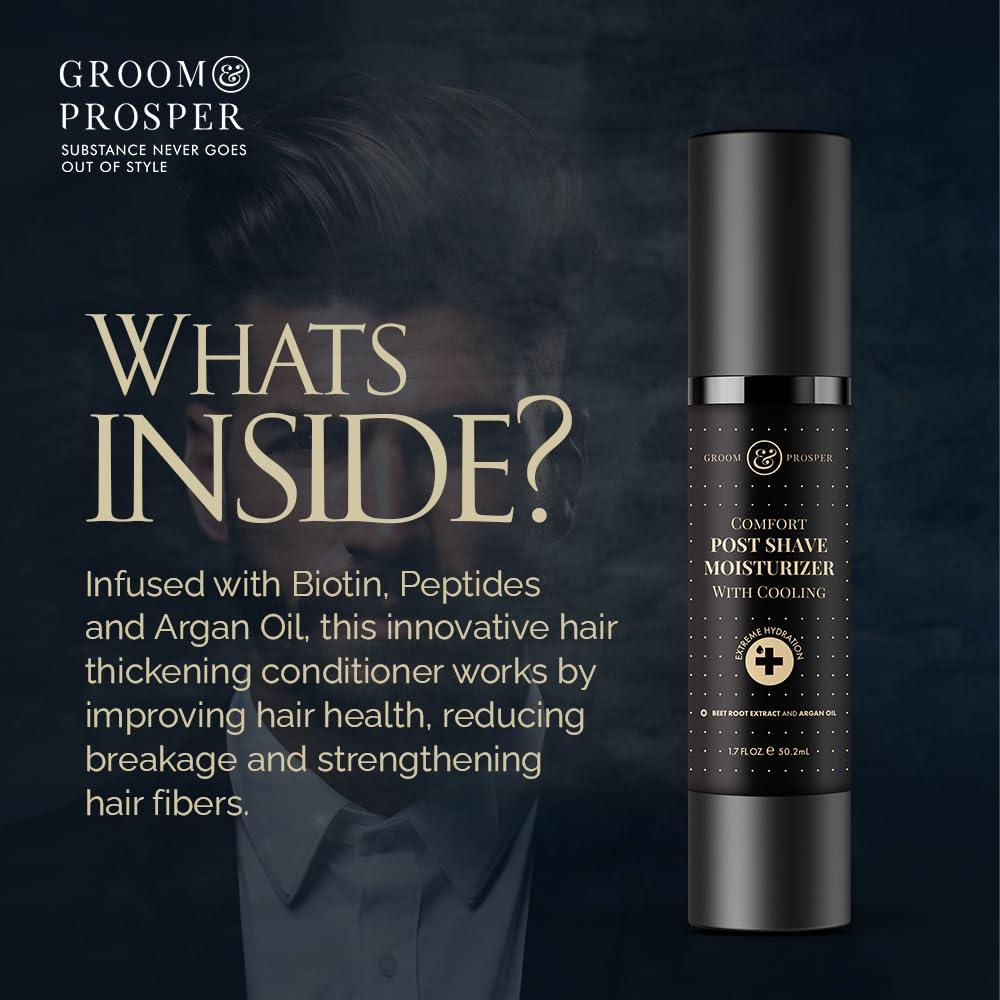 Groom & Prosper - Comfort Post-Shave Cooling Moisturizer with Hyaluronic Acid & Salicylic Acid - 1.7 Oz