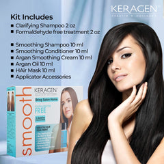 KERAGEN Brazilian Keratin Smoothing Treatment – Formaldehyde-Free Blowout Straightening System for Dry & Damaged Hair – Eliminates Curls & Frizz, Perfect for Fine to Medium Hair -