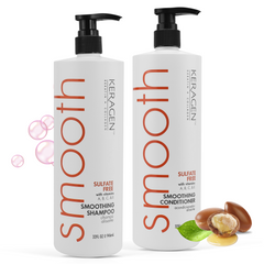 KERAGEN Smoothing Shampoo & Conditioner Set – Sulfate-Free – Keratin & Collagen Infused – Deep Moisture, Strengthens, Protects Color & Repairs with Panthenol – For All Hair Types -