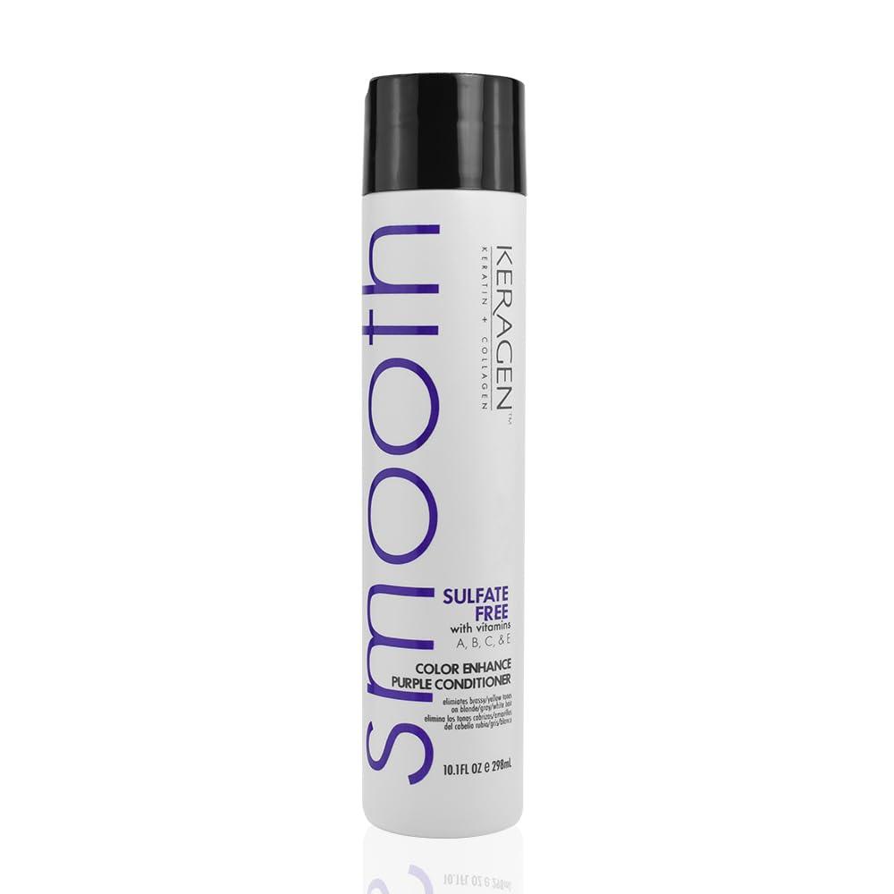 KERAGEN Sulfate-Free Color Enhance Purple Conditioner – Neutralizes Yellow Tones for Blonde & Silver Hair, with Keratin, Panthenol, Vitamins, Collagen & Jojoba Oil - Beauty Market Online