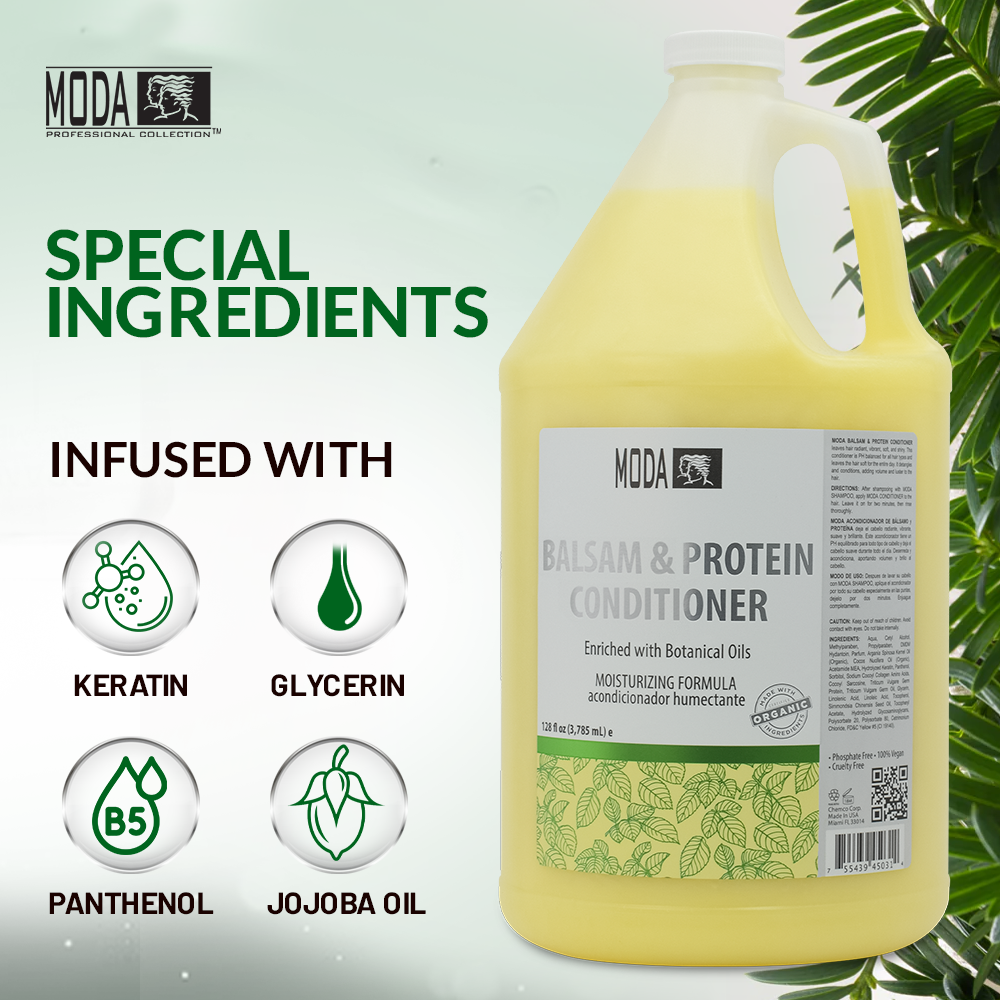 MODA Moisturizing Conditioner for All Hair Types – Professional Treatment – Balsam and Protein Formula – Strengthens, Hydrates, Adds Volume, Restores Shine and Protects Color - Beauty Market Online