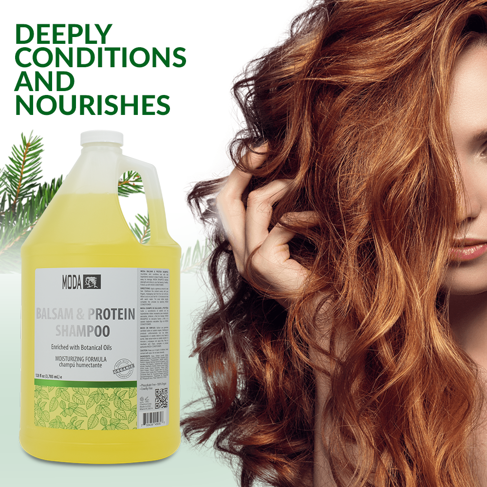 MODA - Moisturizing Shampoo for All Hair Types, Balsam and Protein, Professional - Deep Cleansing and Conditioning - Strengthens, Restores, and Adds Shine - Beauty Market Online