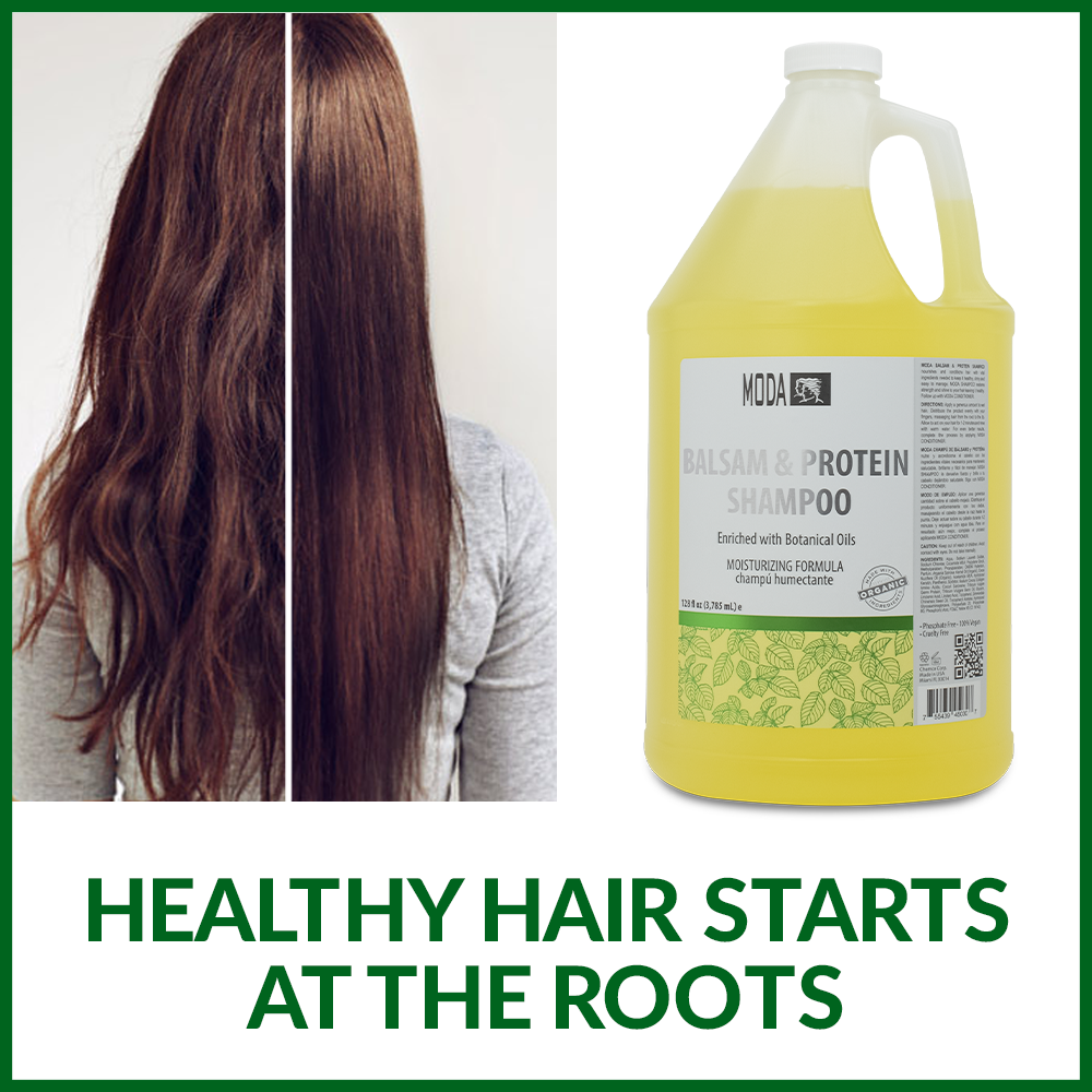 MODA - Moisturizing Shampoo for All Hair Types, Balsam and Protein, Professional - Deep Cleansing and Conditioning - Strengthens, Restores, and Adds Shine - Beauty Market Online