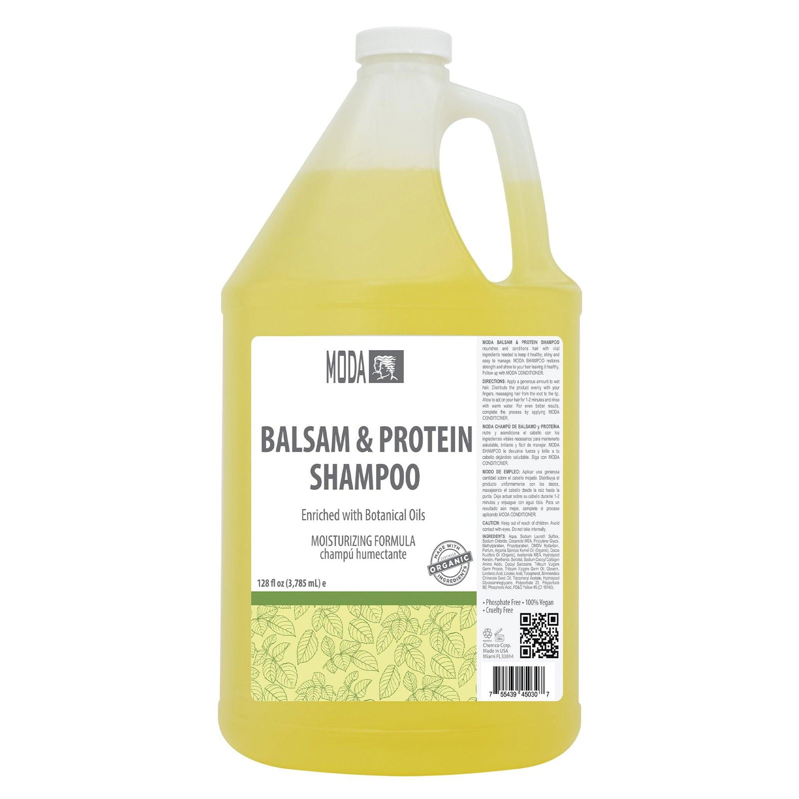 MODA - Moisturizing Shampoo for All Hair Types, Balsam and Protein, Professional - Deep Cleansing and Conditioning - Strengthens, Restores, and Adds Shine - Beauty Market Online