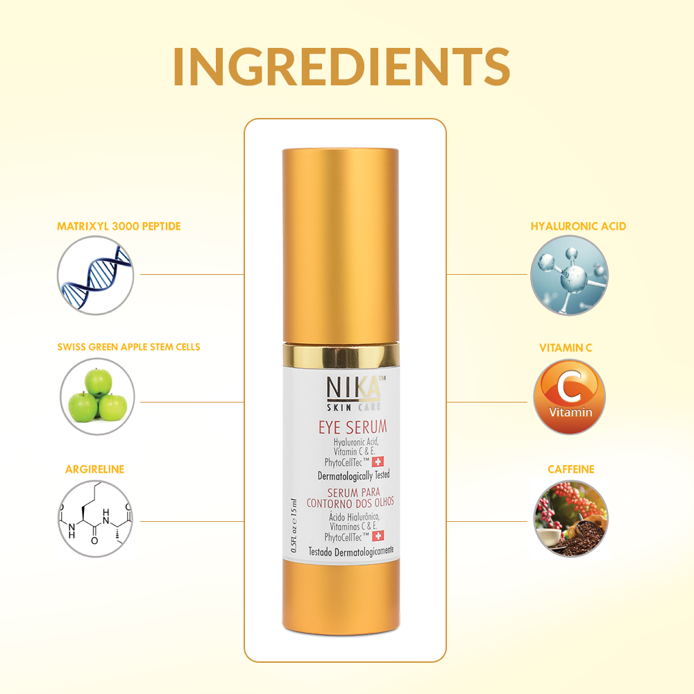 NIKA Eye Serum with Vitamin C, Vitamin E, Hyaluronic Acid