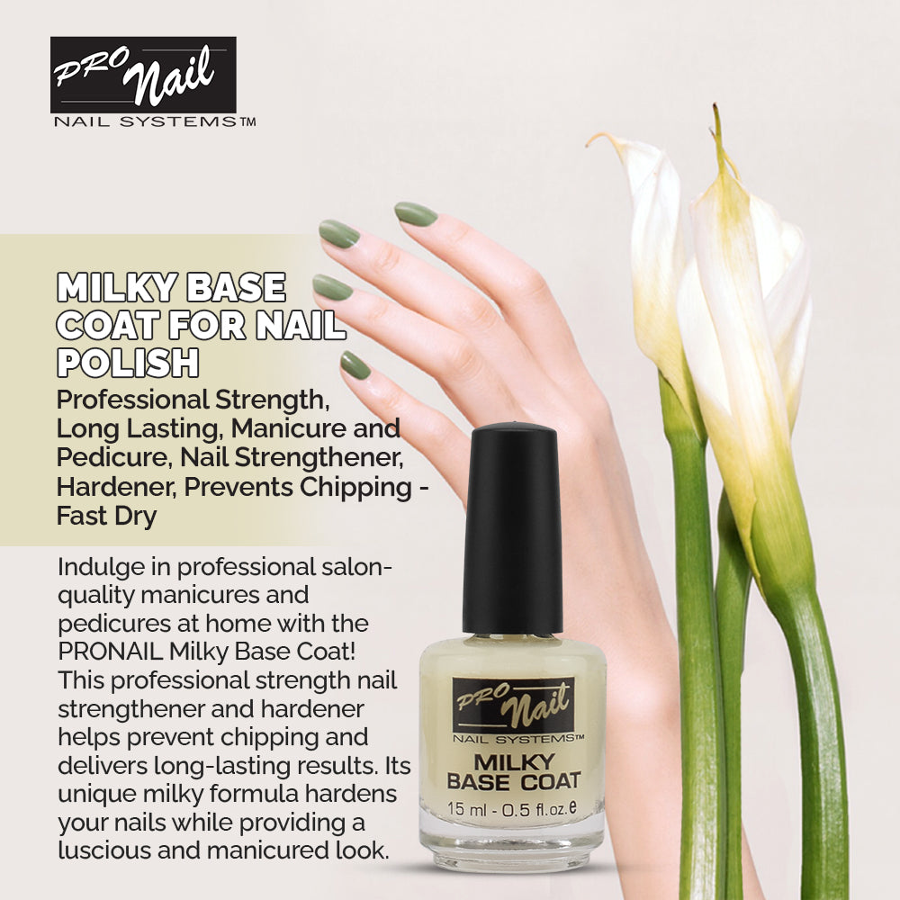 PRO NAIL Milky Base Coat - Professional Strength Nail Polish Hardener - Prevents Chipping - Fast Dry - Beauty Market Online