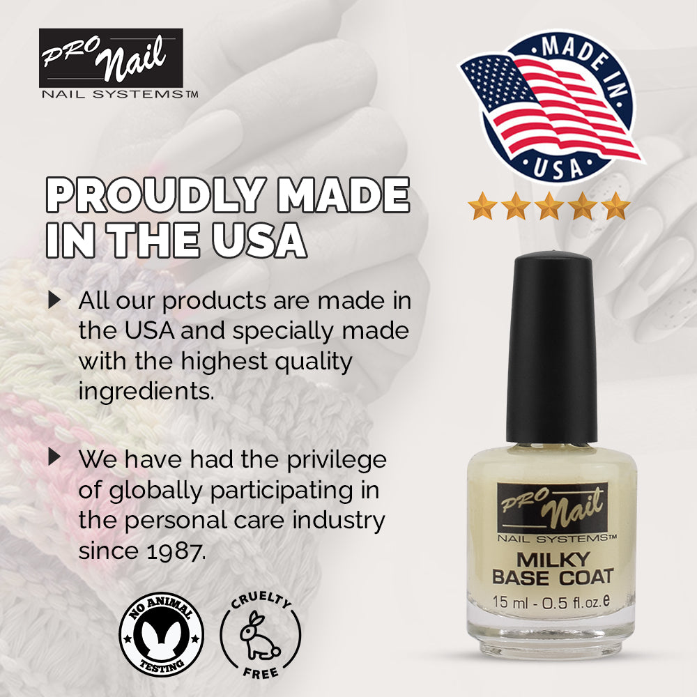 PRO NAIL Milky Base Coat - Professional Strength Nail Polish Hardener - Prevents Chipping - Fast Dry - Beauty Market Online