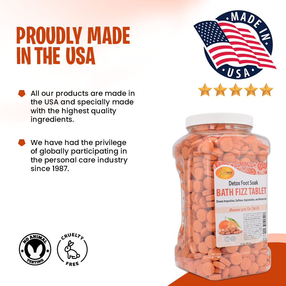 SPA REDI Bath Fizz Tablets - Mandarin Scented - Refreshing Soak for Luxurious Baths - 950 Tablets - 128oz