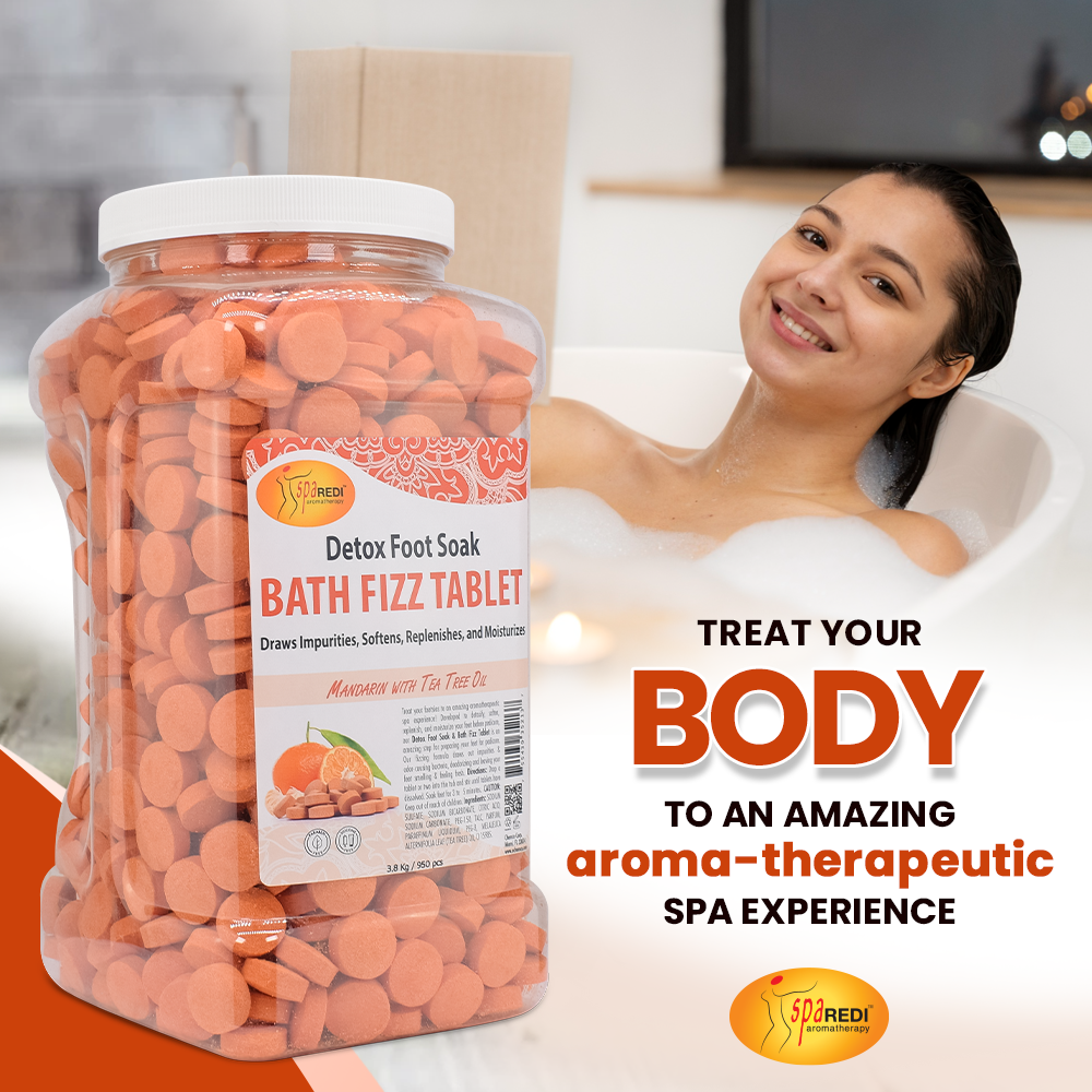 SPA REDI Bath Fizz Tablets - Mandarin Scented - Refreshing Soak for Luxurious Baths - 950 Tablets - 128oz