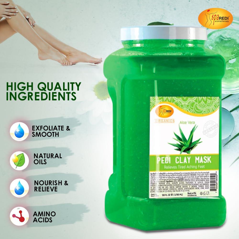 SPA REDI Clay Mask - Aloe Vera Detox - Deep Cleansing & Hydrating - 128 Oz