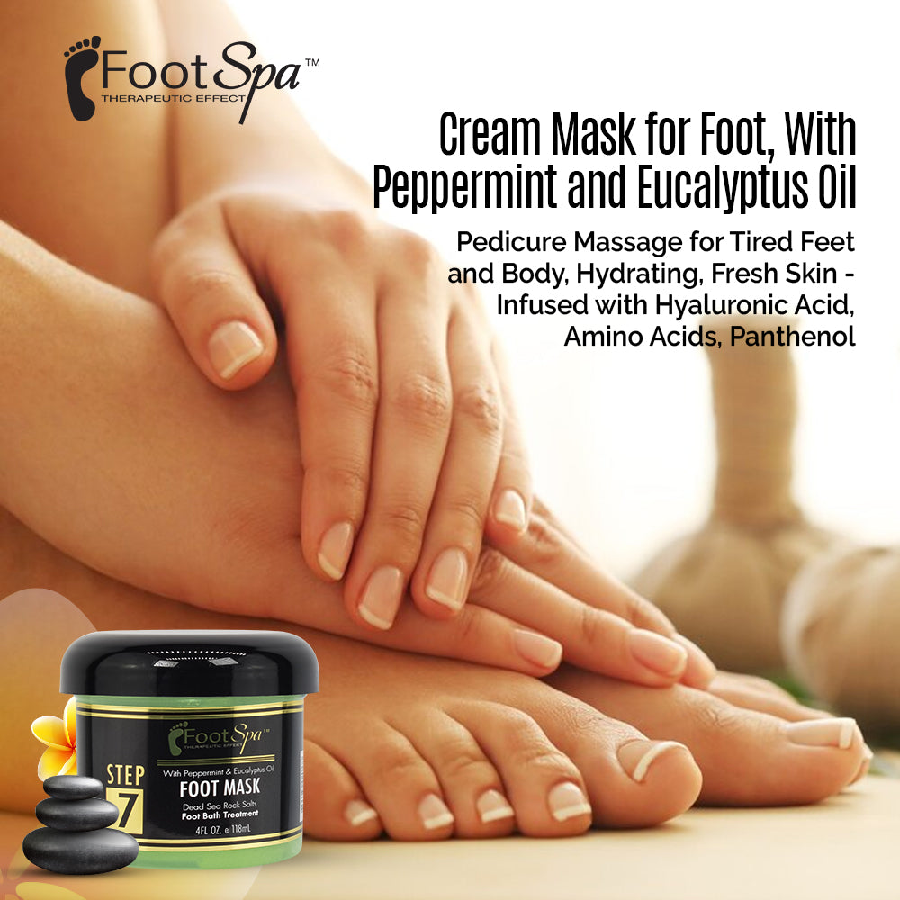 Foot Spa Cream Mask – 128oz Bulk Refill Gallon with Peppermint & Eucalyptus Oil – Hydrating Pedicure & Massage Treatment for Tired Feet & Body – Infused with Hyaluronic Acid, Amino Acids & Panthenol - Beauty Market Online