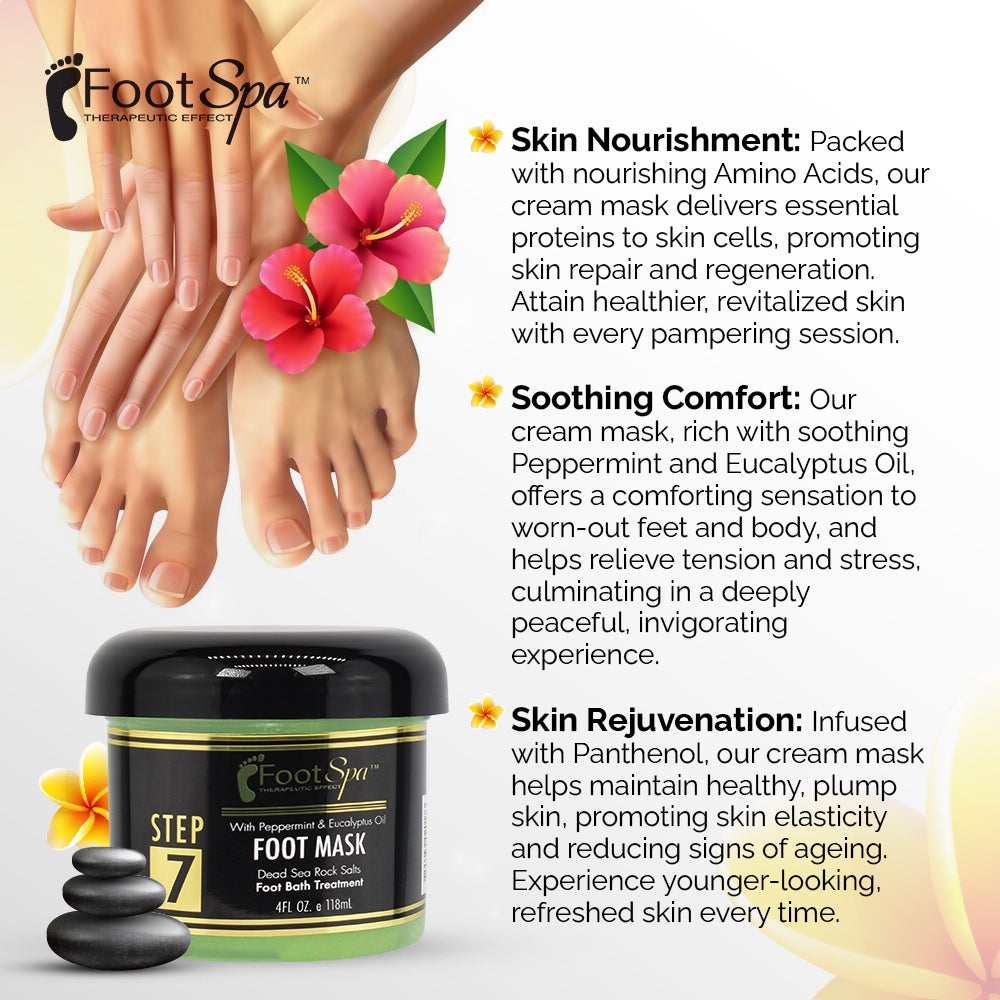 Foot Spa Cream Mask – 128oz Bulk Refill Gallon with Peppermint & Eucalyptus Oil – Hydrating Pedicure & Massage Treatment for Tired Feet & Body – Infused with Hyaluronic Acid, Amino Acids & Panthenol - Beauty Market Online