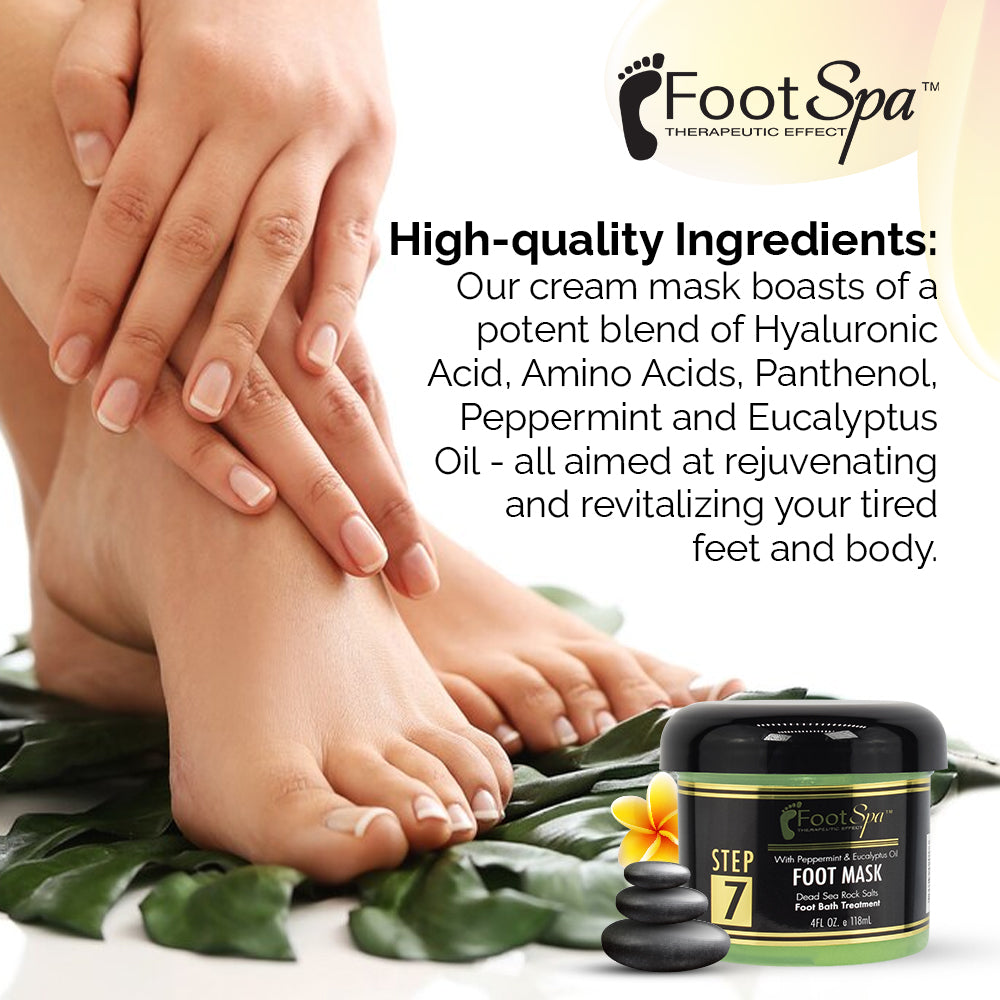 Foot Spa Cream Mask – 128oz Bulk Refill Gallon with Peppermint & Eucalyptus Oil – Hydrating Pedicure & Massage Treatment for Tired Feet & Body – Infused with Hyaluronic Acid, Amino Acids & Panthenol - Beauty Market Online