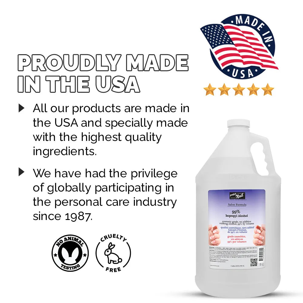 PRO NAIL Isopropyl Alcohol - Cleans, Sanitizes, and Disinfects with Antiseptic Properties - Beauty Market Online