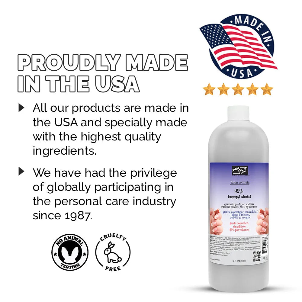 PRO NAIL Isopropyl Alcohol - Cleans, Sanitizes, and Disinfects with Antiseptic Properties - Beauty Market Online