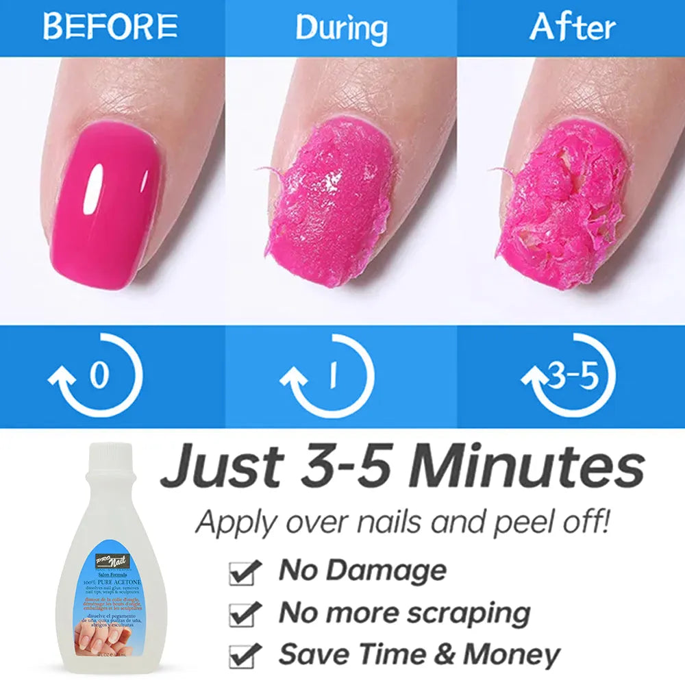 PRO NAIL Pure Acetone - Powerful Nail Polish Remover - 4 Oz