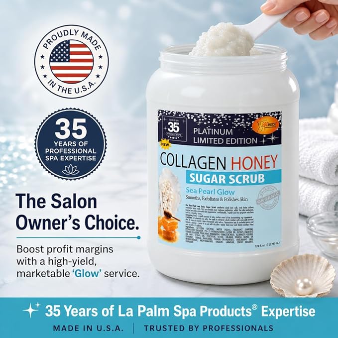 SPA REDI Citrus Crush Body Sugar Scrub – Granulated Sucrose Exfoliant with Hydrolyzed Collagen, Argan Oil &amp; Honey | Salon Backbar &amp; At-Home Use | Made in USA | 1 Gallon