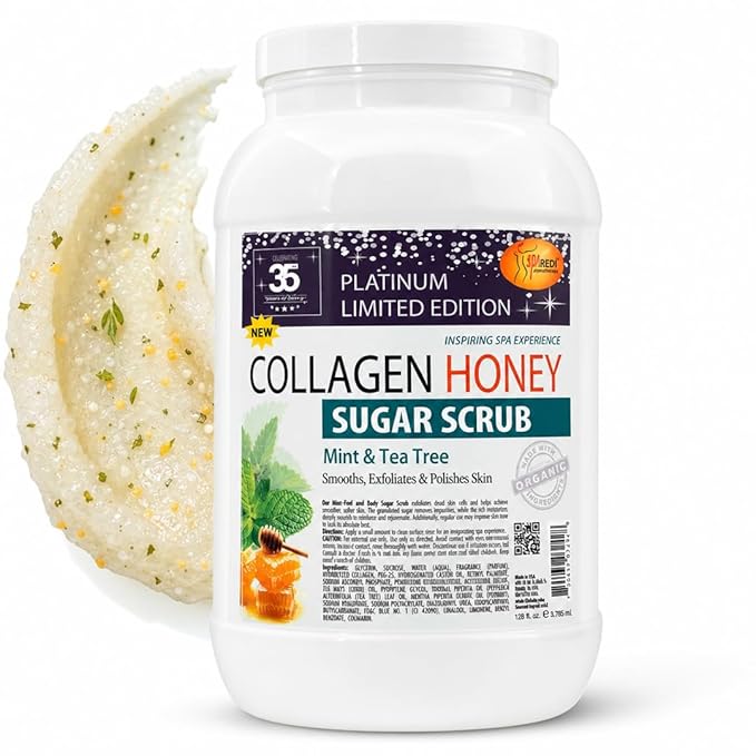 SPA REDI Citrus Crush Body Sugar Scrub – Granulated Sucrose Exfoliant with Hydrolyzed Collagen, Argan Oil &amp; Honey | Salon Backbar &amp; At-Home Use | Made in USA | 1 Gallon