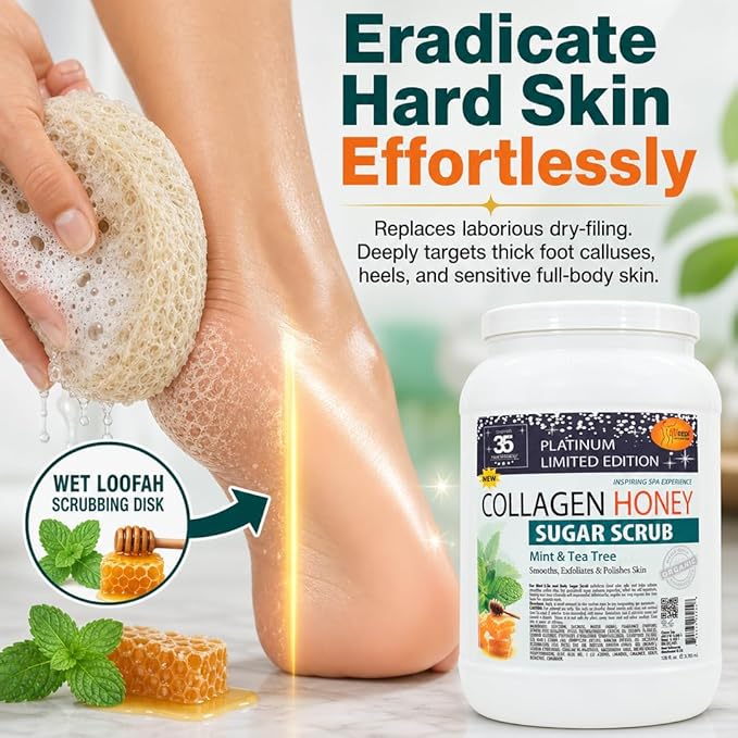 SPA REDI Citrus Crush Body Sugar Scrub – Granulated Sucrose Exfoliant with Hydrolyzed Collagen, Argan Oil &amp; Honey | Salon Backbar &amp; At-Home Use | Made in USA | 1 Gallon