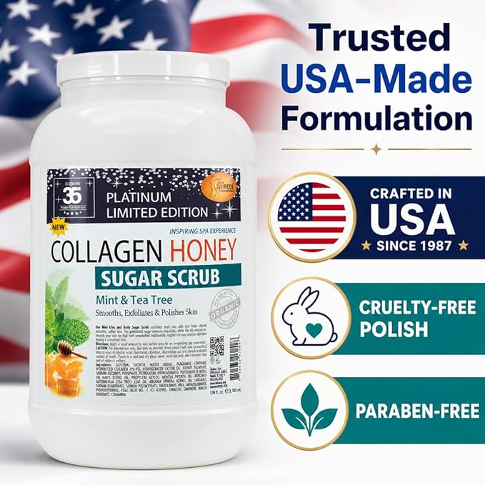 SPA REDI Citrus Crush Body Sugar Scrub – Granulated Sucrose Exfoliant with Hydrolyzed Collagen, Argan Oil &amp; Honey | Salon Backbar &amp; At-Home Use | Made in USA | 1 Gallon