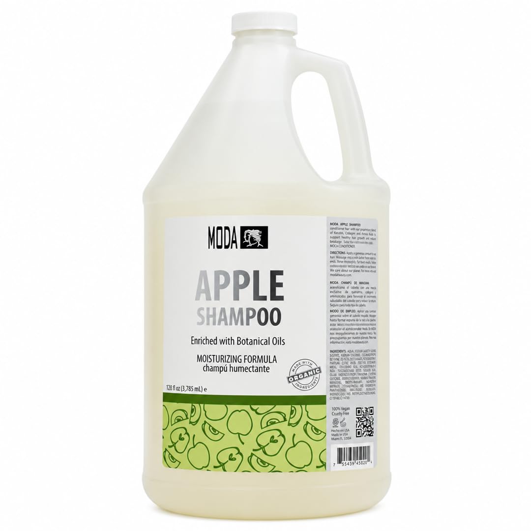 MODA - Moisturizing Shampoo for All Hair Types, Balsam and Protein, Professional - Deep Cleansing and Conditioning - Strengthens, Restores, and Adds Shine
