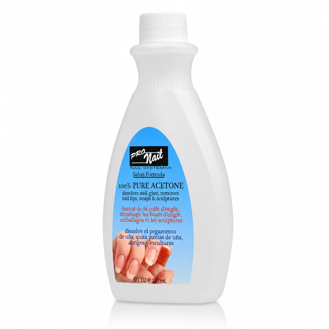 PRO NAIL 100% Pure Acetone Nail Polish Remover - Professional Strength for Acrylic Nails