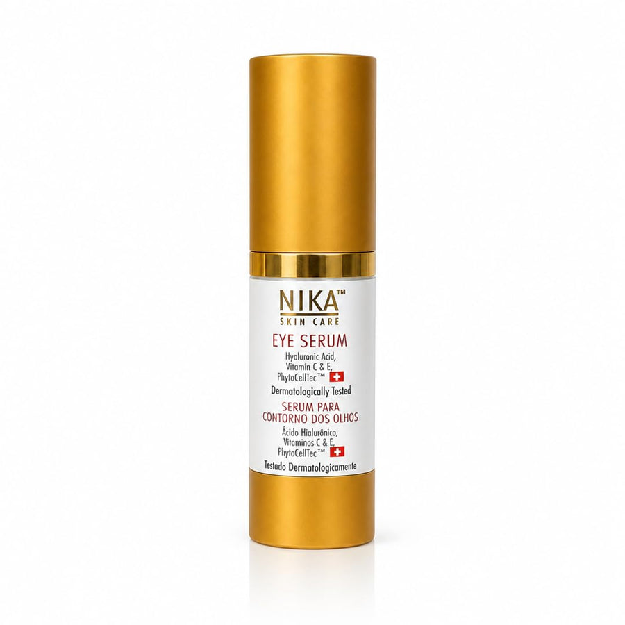 NIKA SKIN CARE - Eye Serum with Vitamin C & E, Hyaluronic Acid, Caffeine & Swiss Apple Stem Cells - Day & Night Hydration