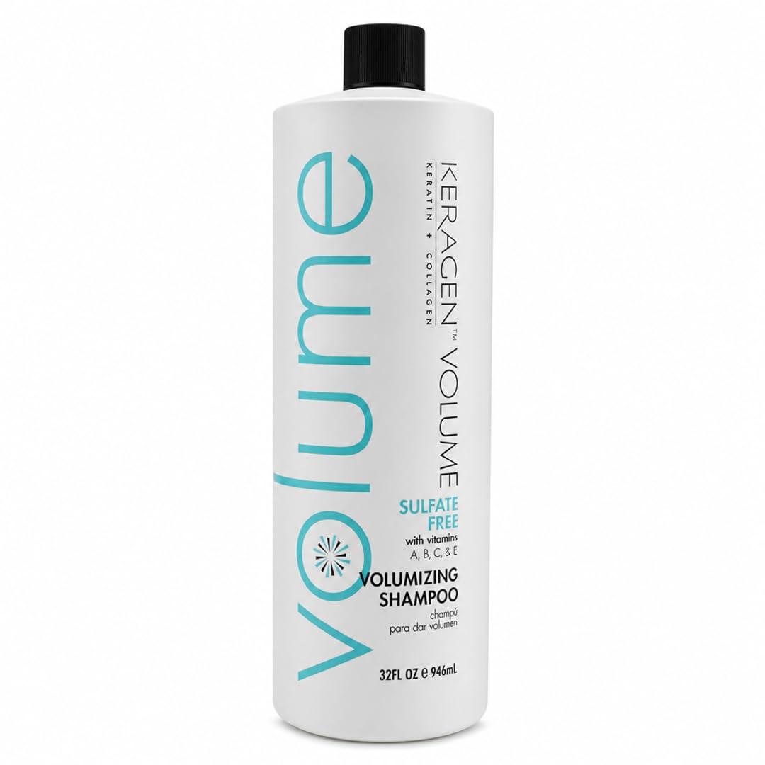 KERAGEN Volumizing Shampoo for Fine Hair, Sulfate-Free, Infused with Keratin, Collagen, and Organic Oils for Thickness and Shine - Beauty Market Online