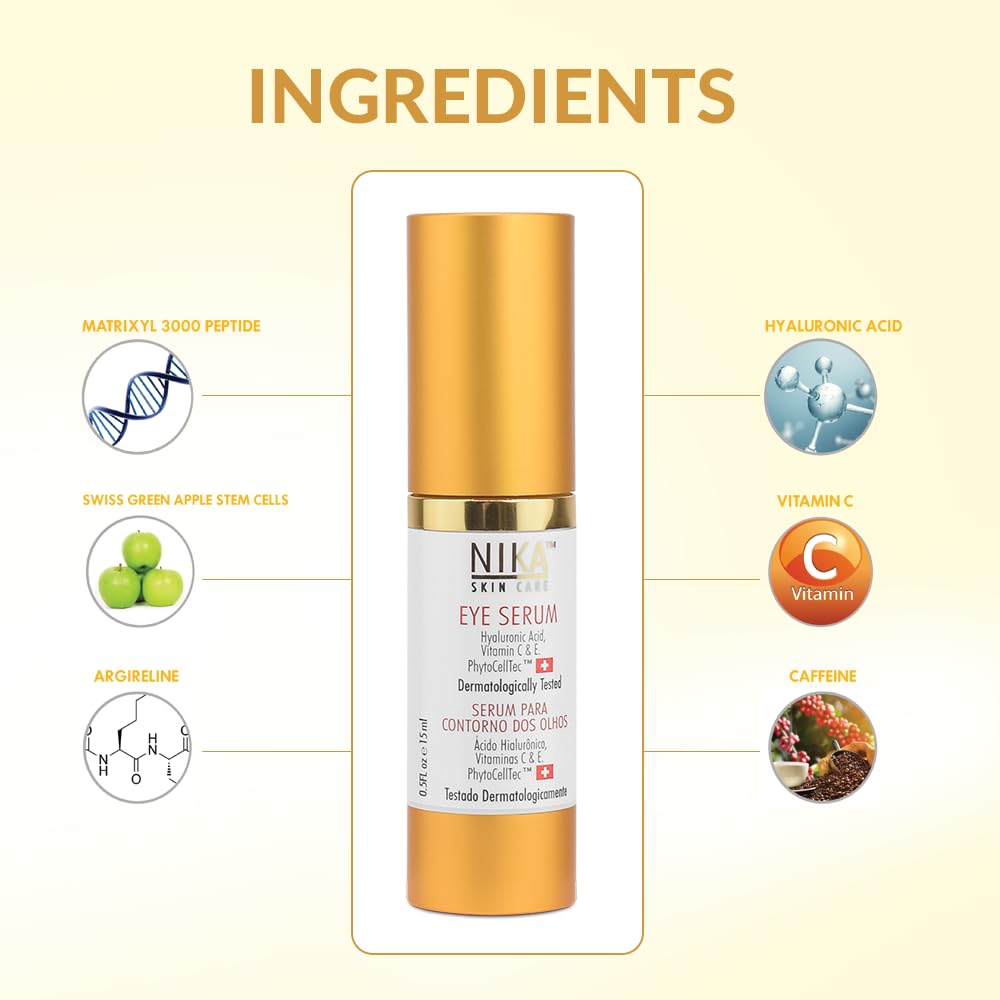 NIKA Eye Serum with Vitamin C, Vitamin E, Hyaluronic Acid