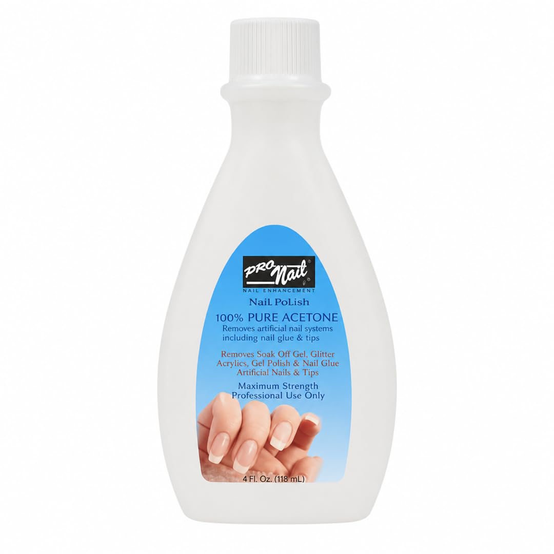 PRO NAIL Pure Acetone - Powerful Nail Polish Remover - 4 Oz