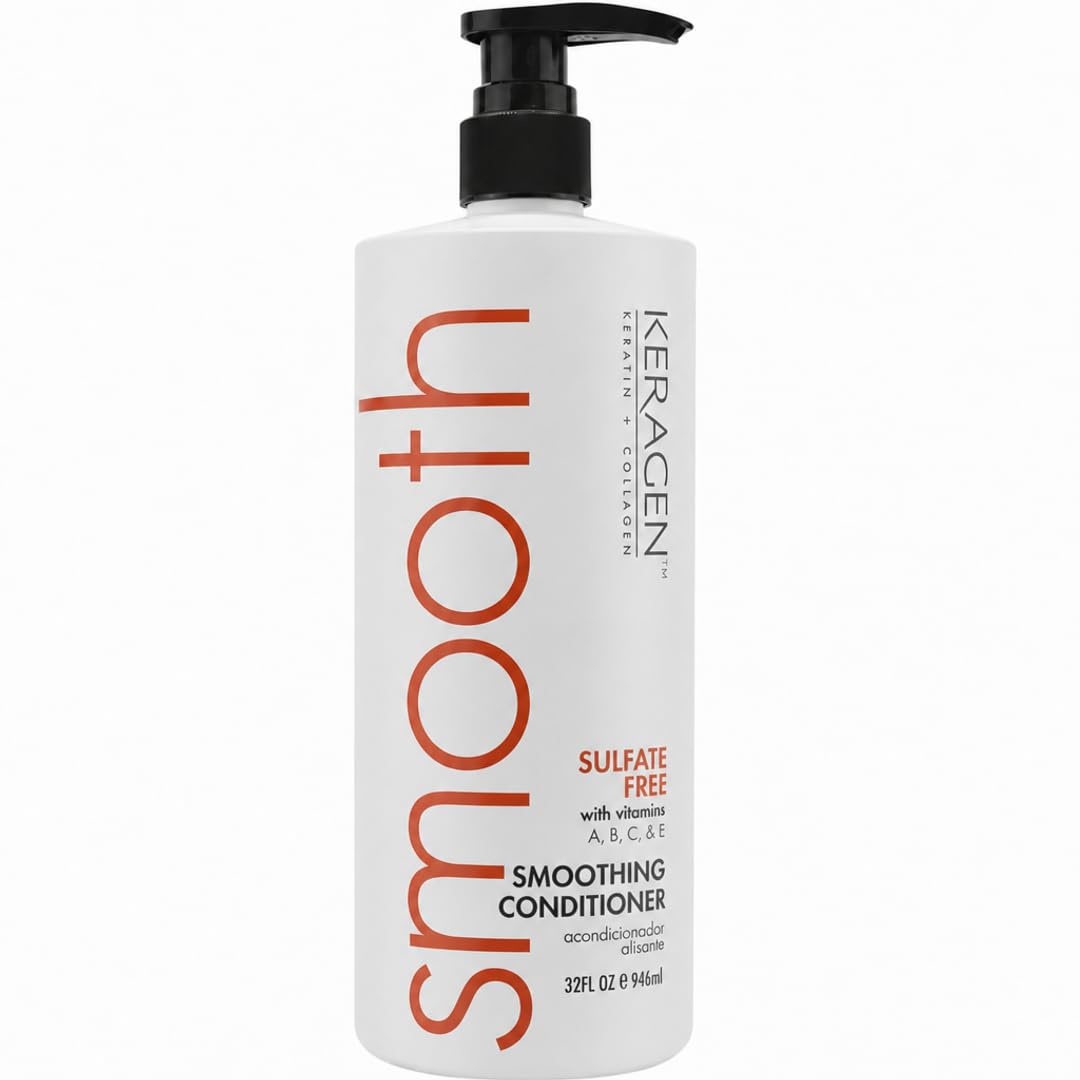 KERAGEN Smoothing Shampoo &amp; Conditioner Set – Sulfate-Free – Keratin &amp; Collagen Infused – Deep Moisture, Strengthens, Protects Color &amp; Repairs with Panthenol – For All Hair Types - Beauty Market Online