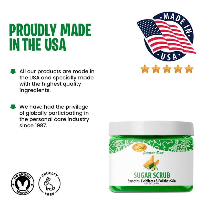 SPA REDI Sugar Body Scrub - Exfoliating &amp; Moisturizing for Smooth, Fresh Skin