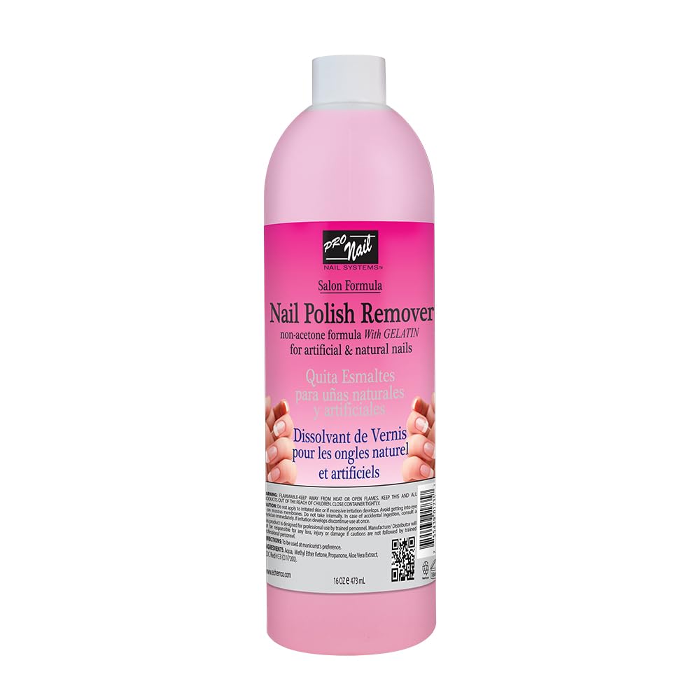 PRO NAIL Nail Polish Remover - Gentle & Effective - 16 Oz