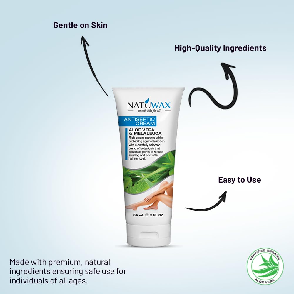 Natuwax Antiseptic Cream Post Wax - Soothing Relief &amp; Protection for Waxed Skin