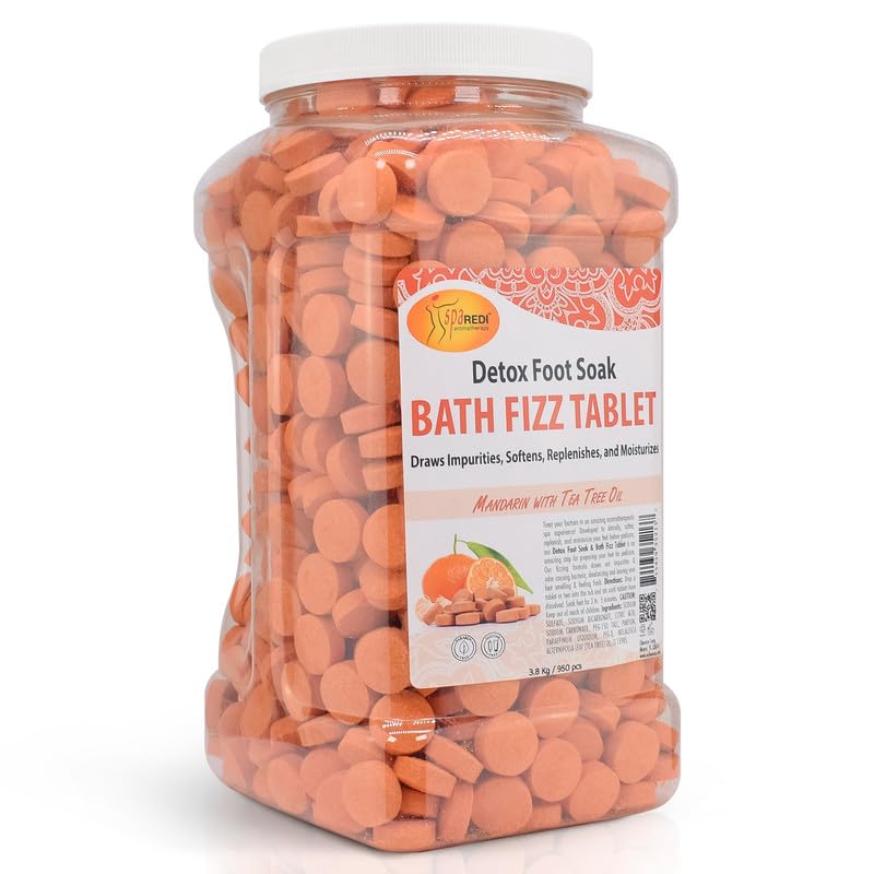 SPA REDI Bath Fizz Tablets - Mandarin Scented - Refreshing Soak for Luxurious Baths - 950 Tablets - 128oz