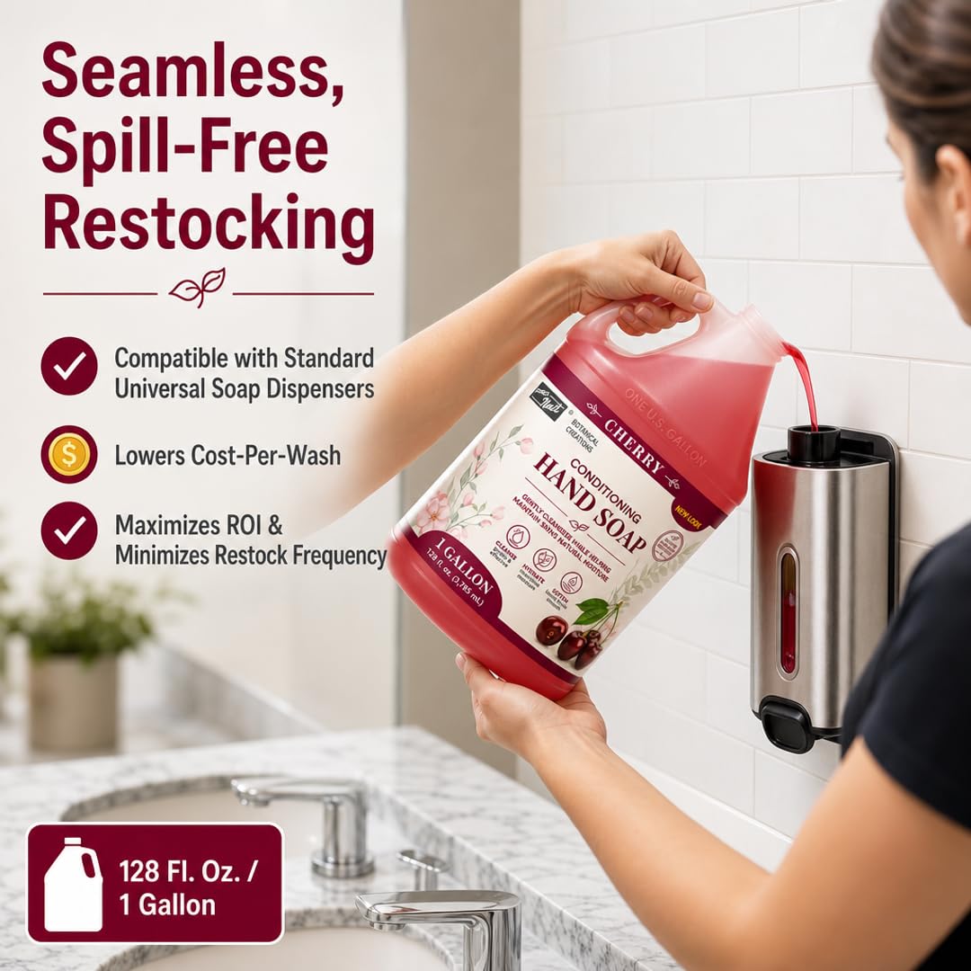 PRO NAIL Liquid Hand Soap Refill - Deeply Cleanses &amp; Hydrates - Aloe Vera &amp; Cherry - Bulk Size