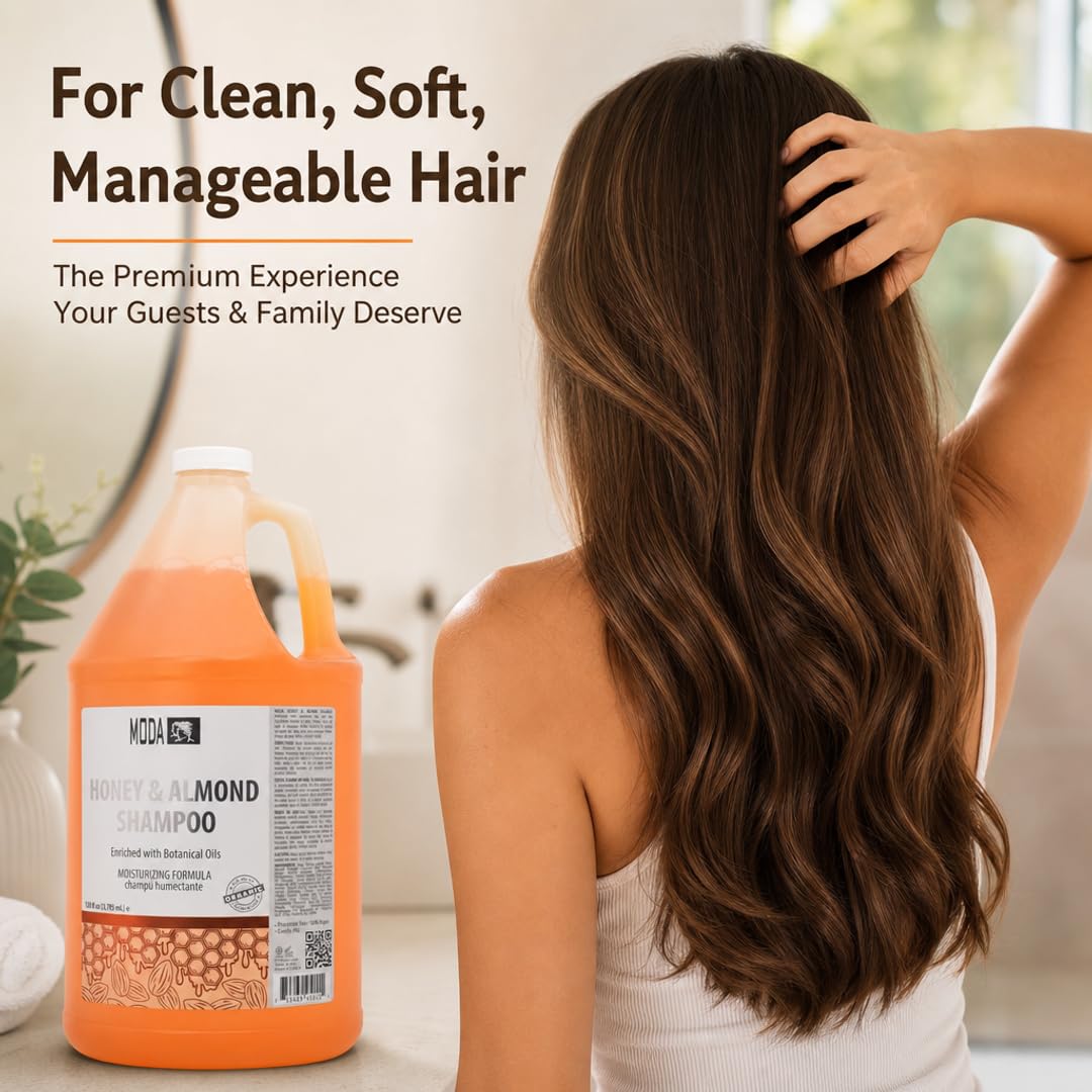 MODA - Moisturizing Shampoo for All Hair Types, Balsam and Protein, Professional - Deep Cleansing and Conditioning - Strengthens, Restores, and Adds Shine