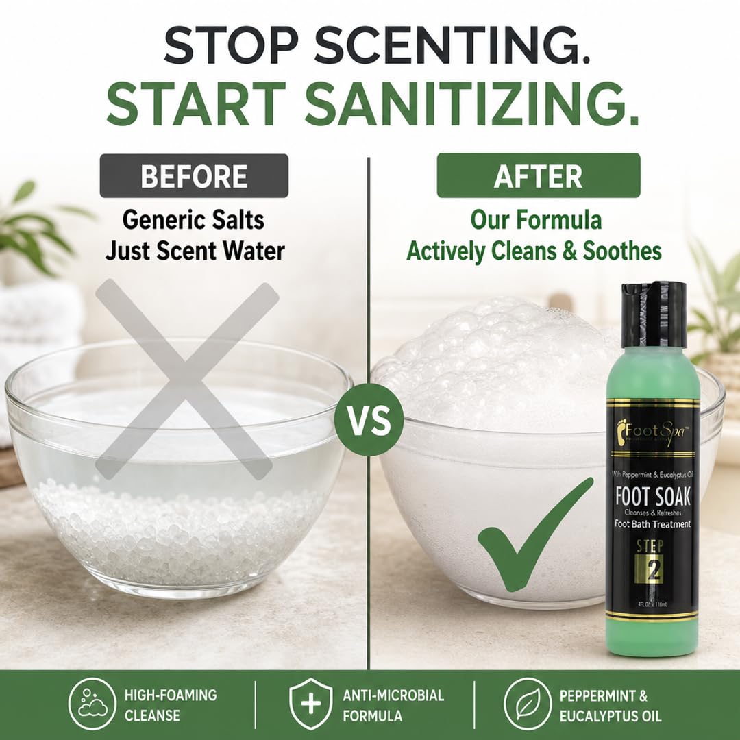 Foot Spa Foot Soak – Bulk Refill Gallon – Cleansing &amp; Softening Formula with Eucalyptus &amp; Peppermint Oil – Refreshing Foot Bath for Pedicures &amp; Tired, Aching Feet
