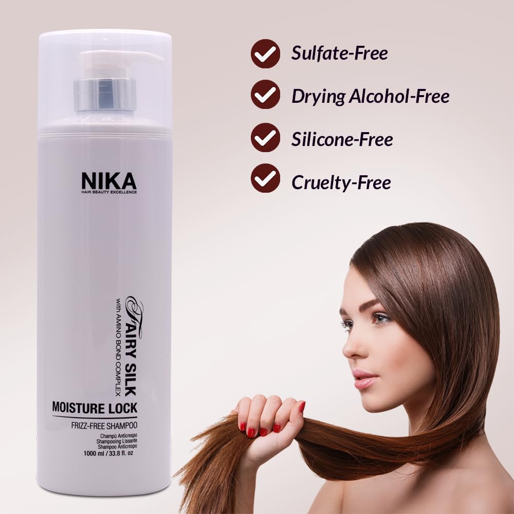 NIKA Fairy Silk - Moisture Lock Frizz-Free Shampoo, 33.8oz - Smooth, Hydrate &amp; Shine