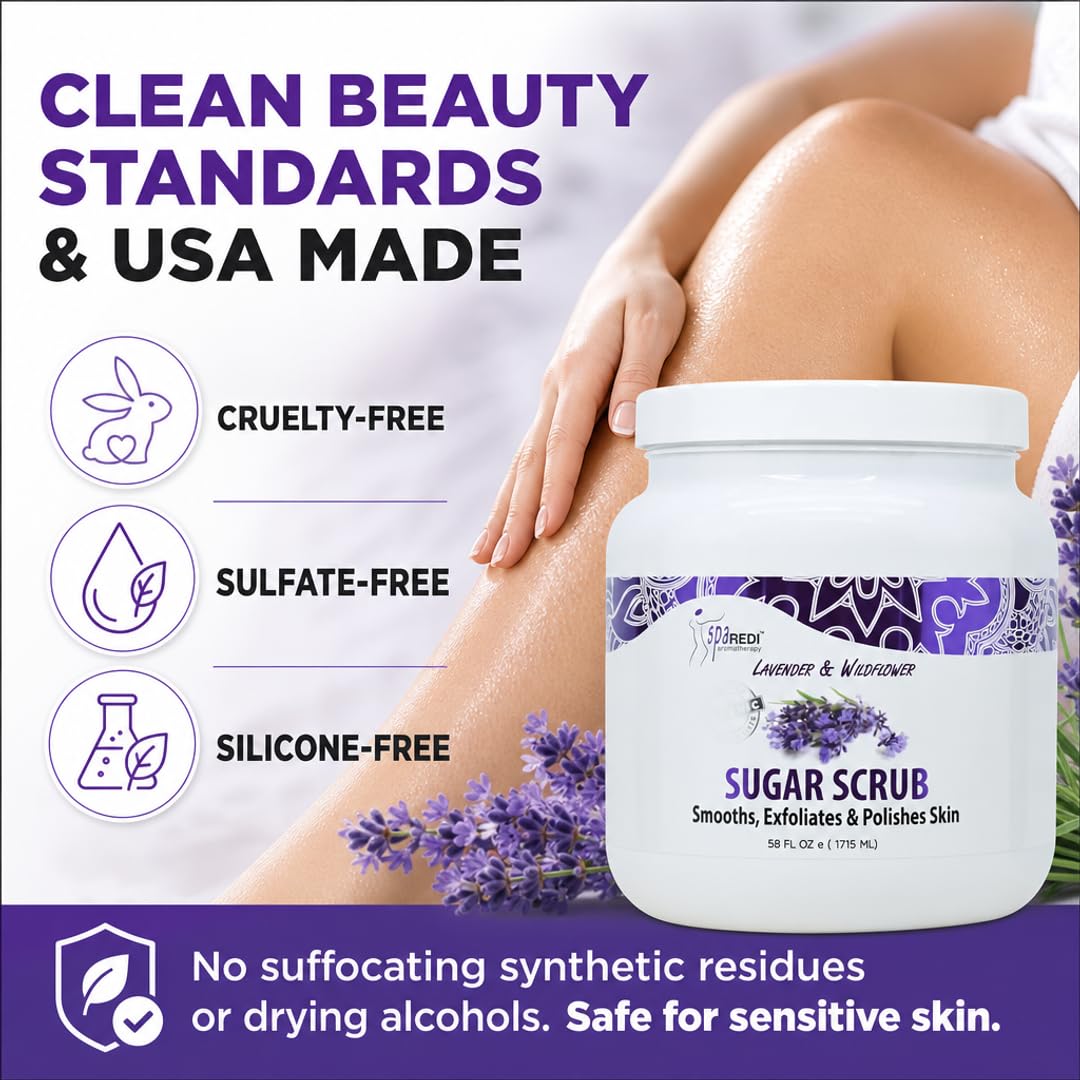 SPA REDI Sugar Body Scrub - Exfoliating &amp; Moisturizing for Smooth, Fresh Skin