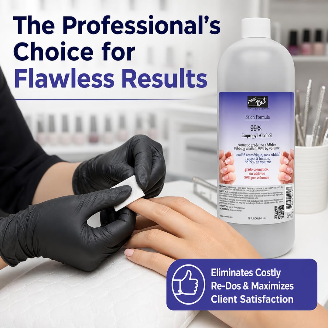PRO NAIL Isopropyl Alcohol - Cleans, Sanitizes, and Disinfects with Antiseptic Properties