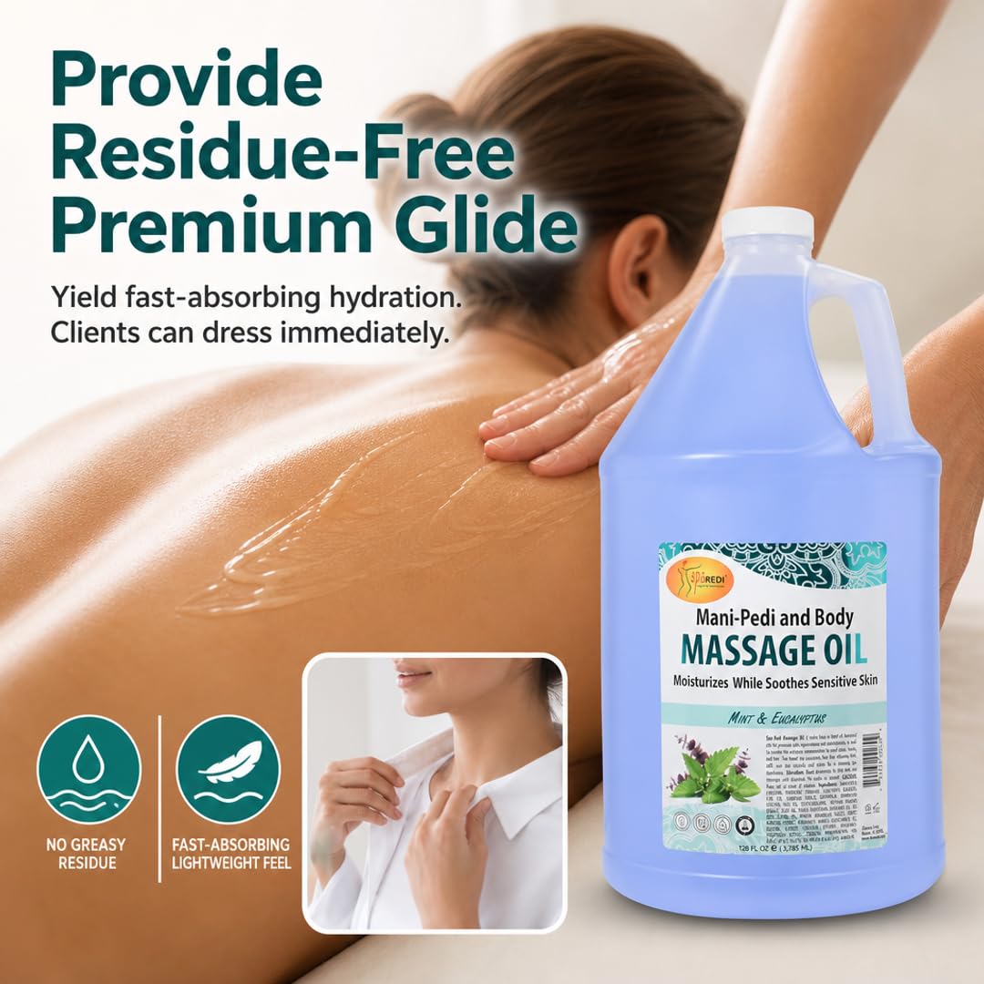 SPA REDI Massage Oil - Soothing Relief for Sore Muscles &amp; Hydrated Skin
