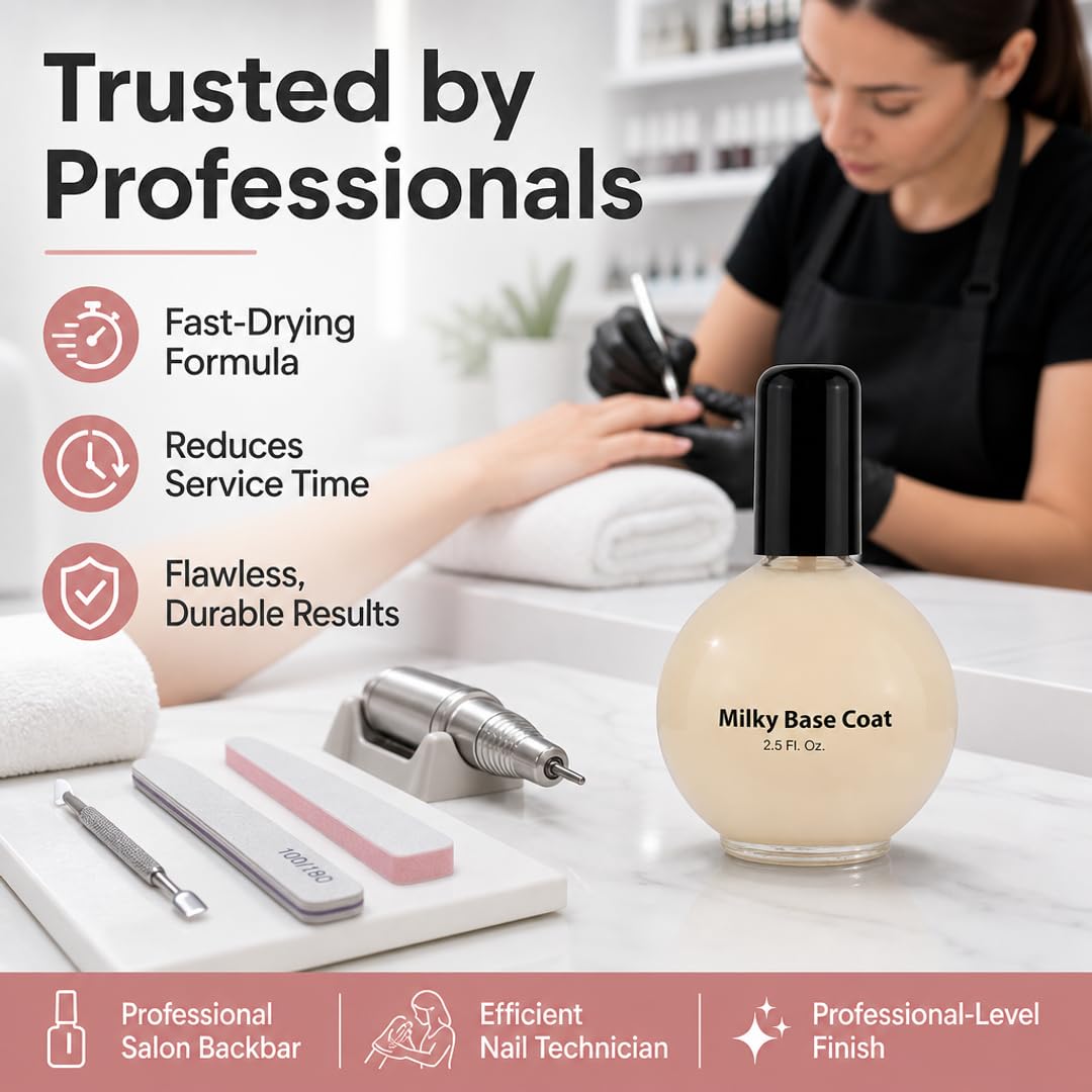 PRO NAIL Milky Base Coat - Professional Strength Nail Polish Hardener - Prevents Chipping - Fast Dry - Beauty Market Online