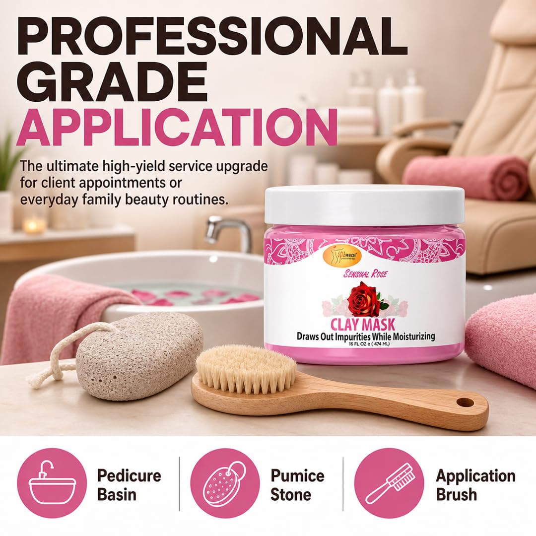 SPA REDI Clay Mask - Detoxifying, Hydrating &amp; Pore Purifying for Body and Pedicure